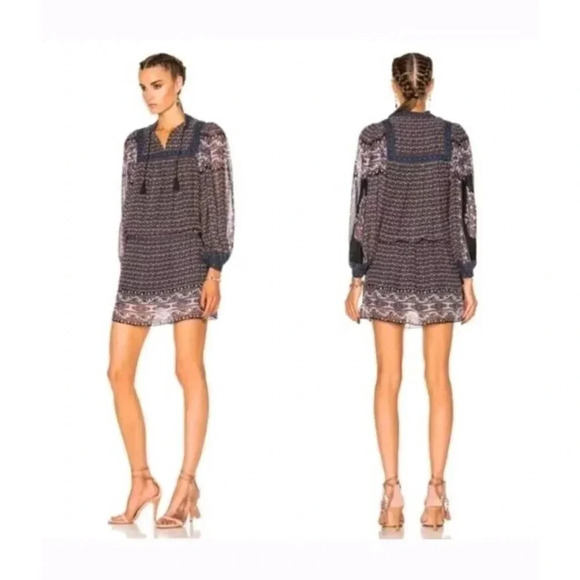 Ulla Johnson Reema Moonlight Mini Dress Size 4 Printed Sheer Exotic Silk Split - Picture 2 of 11